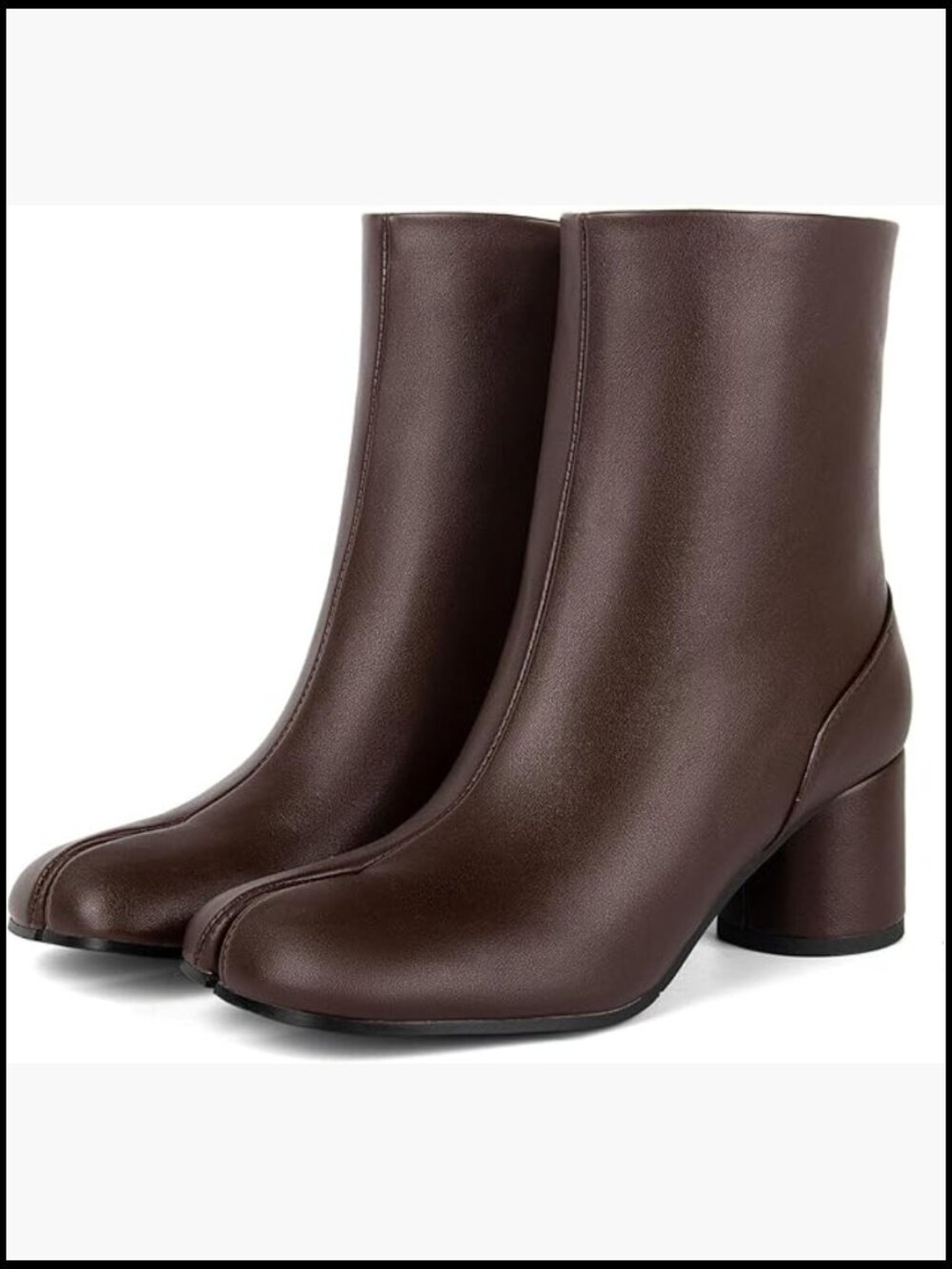Split Toe Ankle Booties Chunky Cylindrical Heels Japanese Ninja Shoes Zipper